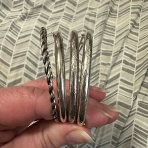 Set of Four Silver Bangle Bracelets